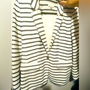 Loft white navy striped blazer